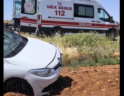 Birecik’te Lastiği Patlayan Otomobil Kaza Yaptı