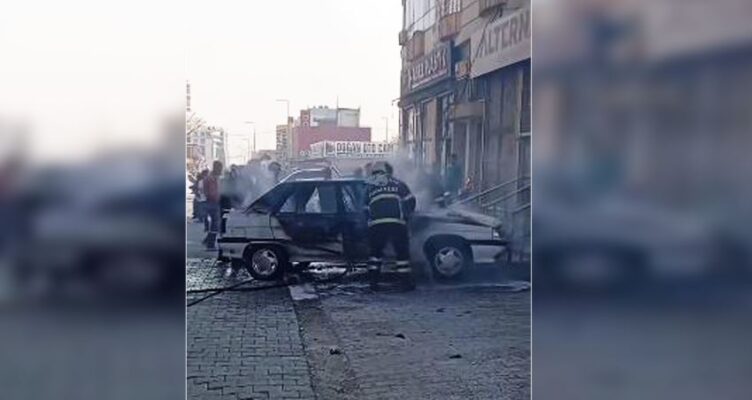 Haliliye’de park halindeki otomobil yandı